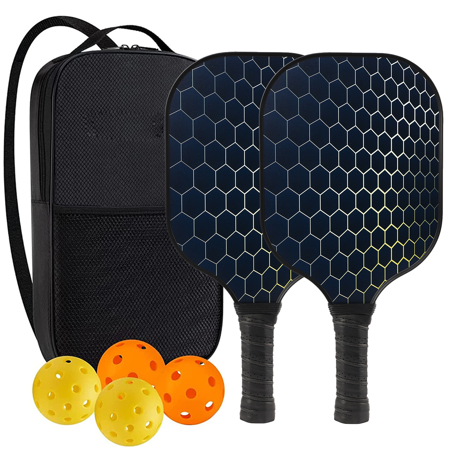 Palette de pickleball en fibre de verre haute performance pour les matchs de plein air compétitifs 2 paddle 4 balle 1 sac 9938