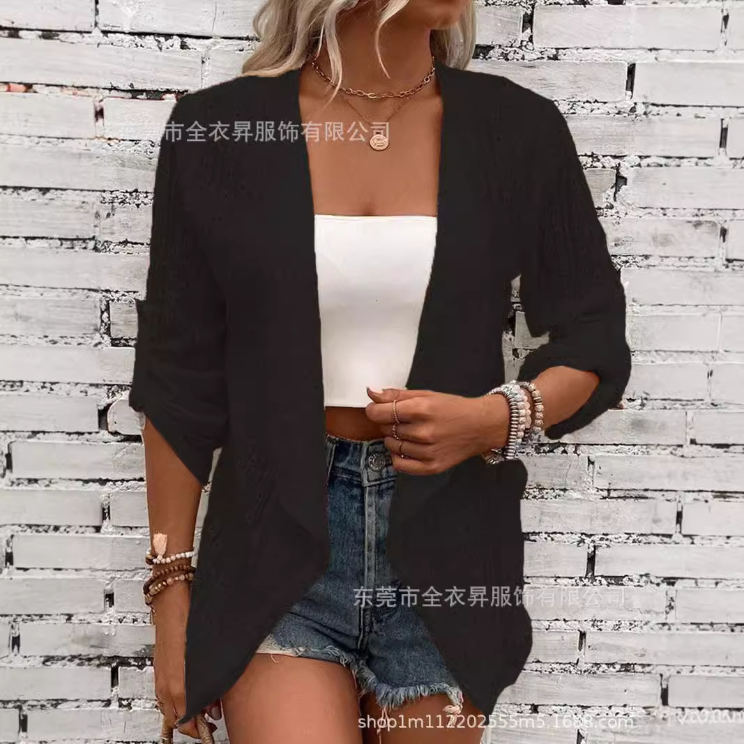 2024 Autumn/Winter TEMU New Women's Solid Color Casual Knitted Cardigan