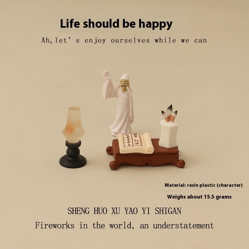 Creative Baby House Simulation Mini Miniature Resin Chinese Bookstore Ornament Go Table Ancient Style Brush Desktop Decoration