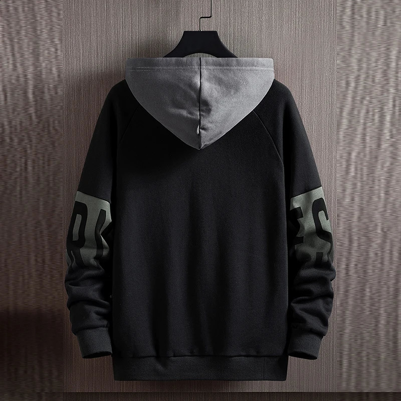 Mens FallWinter Casual And Versatile Contrast Monogram Print Long Sleeve Hooded Sweatshirt 240821