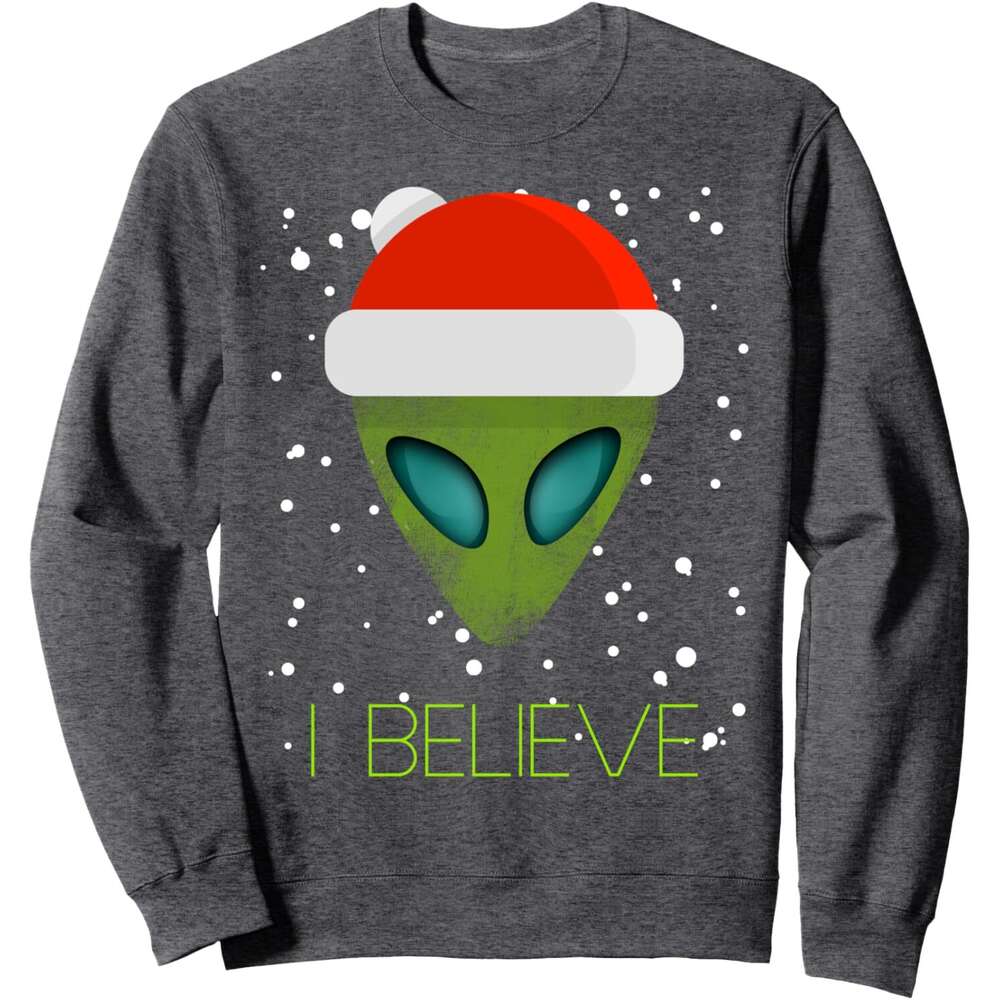 Long Sleeve Shirts for Men sweatshirt Alien Funny Christmas I Believe Cute UFO Gift Sweatshirt T shirt Tee Streetwear Casual tops clothes