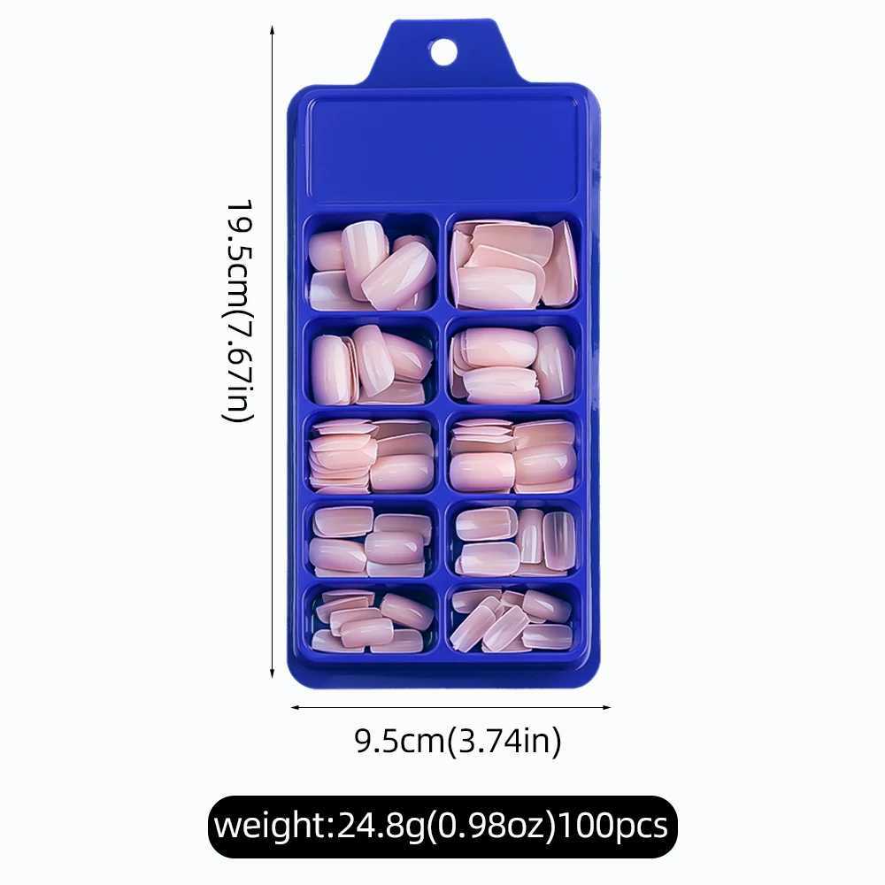 100Pcs Solid Color Pink/White Square Round False Nail Tips Full-Cover Short Acrylic Fake Nails Tip Press On Nails Fake NailsXJ241025