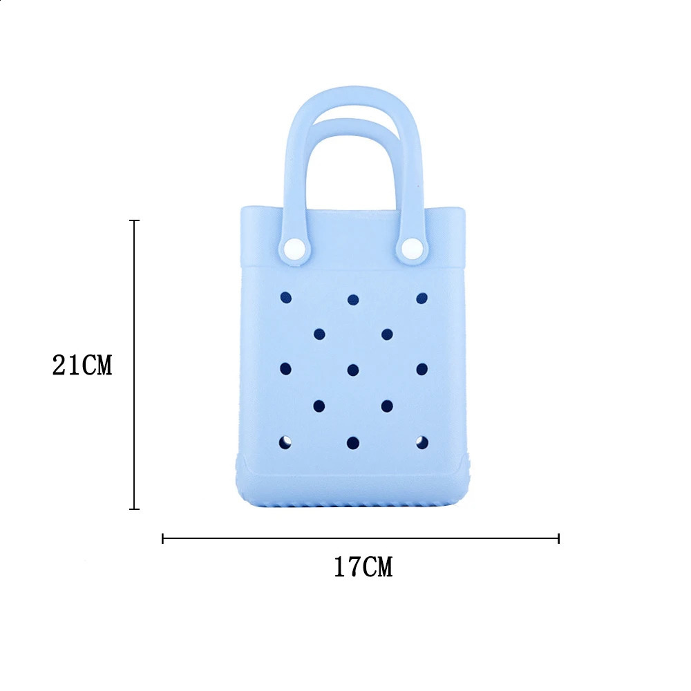 Lawaia beach handbag hole and drainage 1 piece DIY cute jelly small square bag childrens EVA waterproof decorative bag 240820