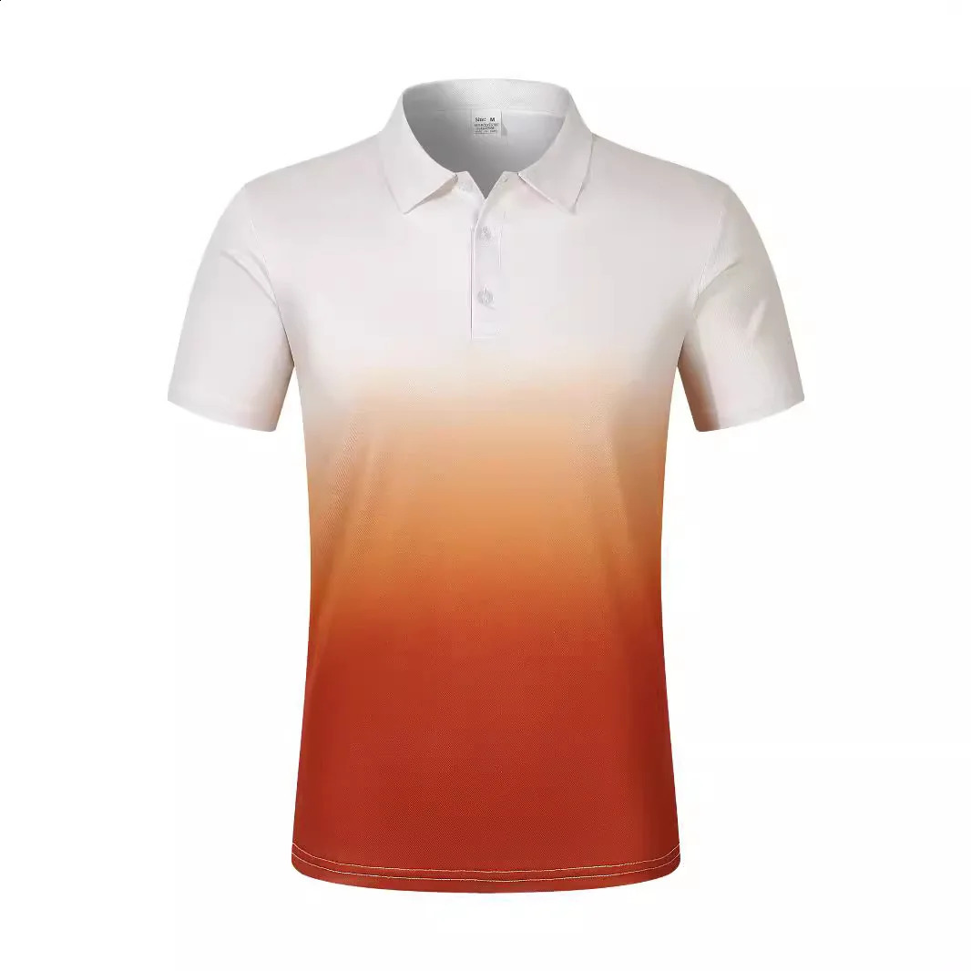 Spring and Autumn Mens Casual Sports T-shirt European and American Summer Collar 3D Gradient Short Sleeve Mens Polo Shirt 240821