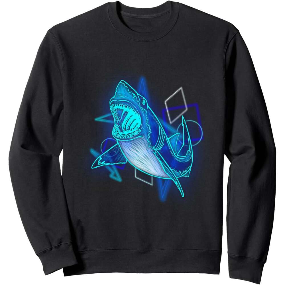 Long Sleeve Shirts for Men sweatshirt Stylish Abstract Graphic Elements Deep Blue Sea Shark Sweatshirt T shirt Tee Streetwear Casual tops