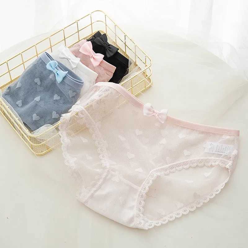 New Sale Mid Waist Young Girls Underwear Mesh Lovely girl Briefs Print Lace Panties For Girls Y240821