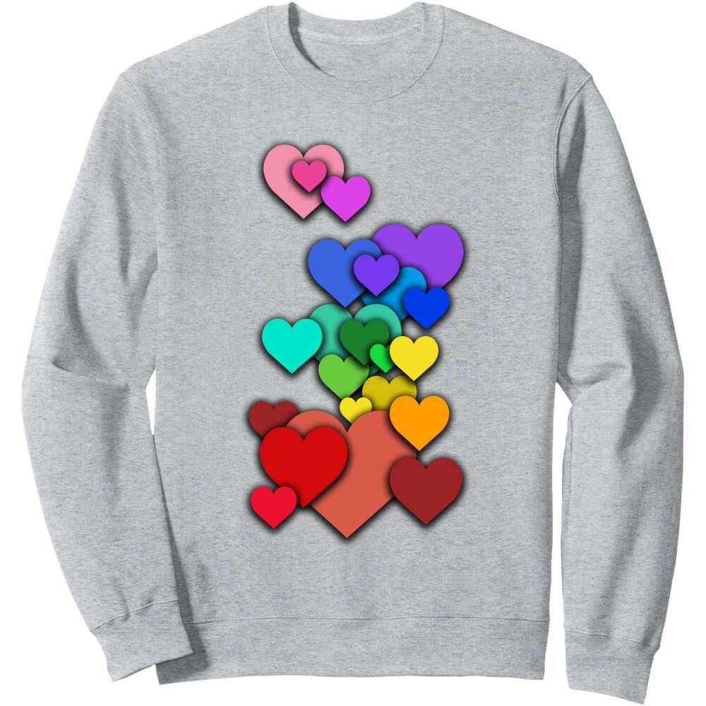 Long Sleeve Shirts for Men sweatshirt Colorful Heart Love Pride Equal Human Rights Gift Sweatshirt T shirt Tee Streetwear Casual tops clothes