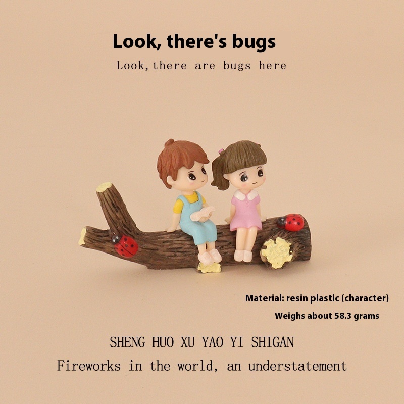 Cartoon Creative Cute Tree stump Characters Reading Micro Landscape Scene Interior Plastic Crafts Car Decoration