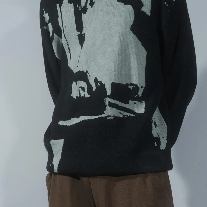 Gothic Autumn Selling Mens Dark Punk Printed Sweater Fashion Hip Hop Rock Street Retro Leisure Y2K Cool Boys Clothing 240821