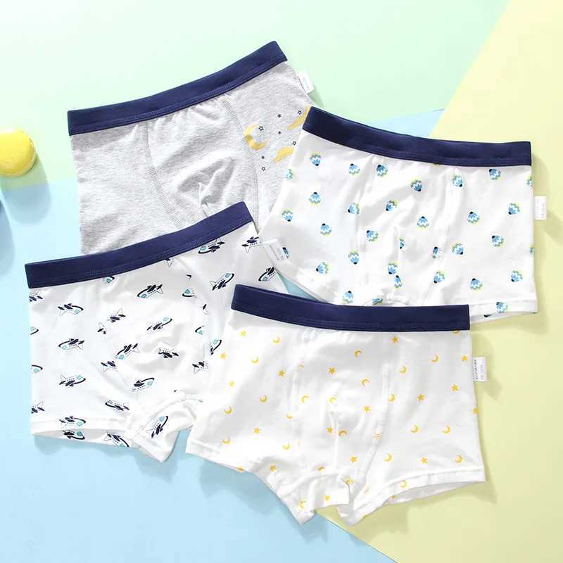 4PCS/LOT Children Boys Underwear Cartoon Childrens Shorts Panties Baby Boy Toddler Boxers Stripes Teenagers Cotton Underpants Y240821