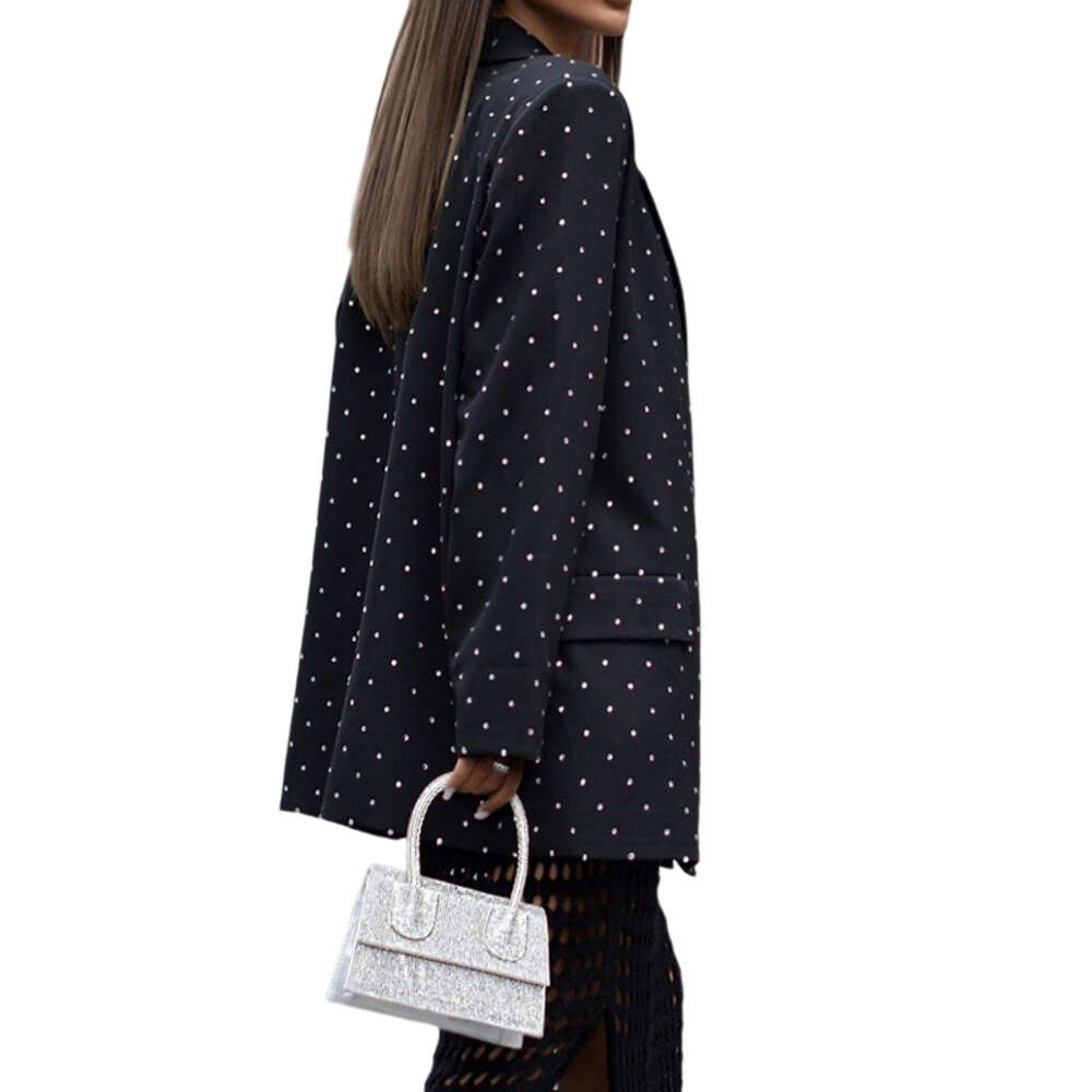 FD1456 2024 Spring New Women's Fashion Style Wave Point Polo Collar Long sleeved Suit Coat