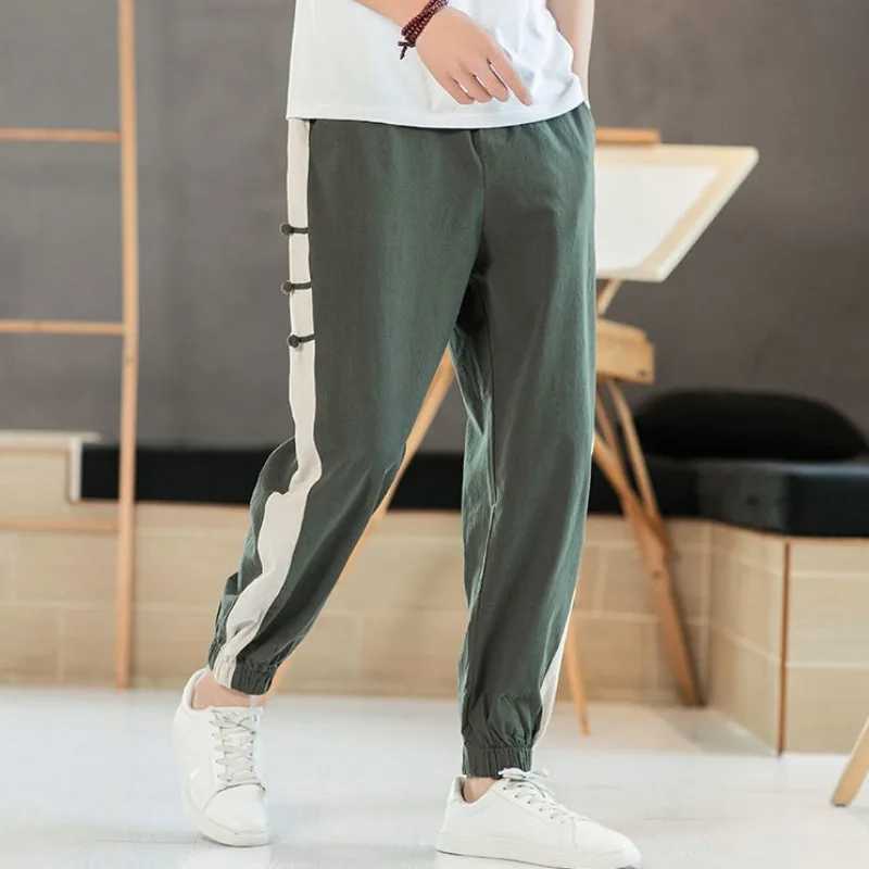 Mens casual pants mens striped harem width Trouser mens linen designer polYester high-quality new print Xxxl spandex clothingW240725