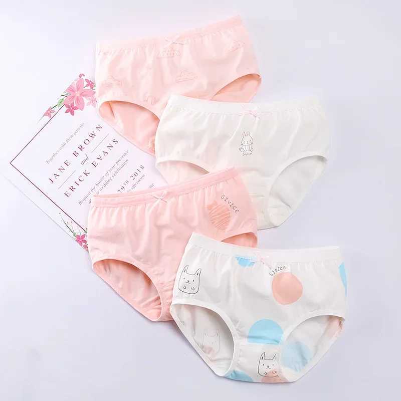 4PCS Girl Antibacterial Panties Summer 3-8Y Young Children Cotton Underwears Soft Kids Thin Breathable Briefs Baby Cute Knickers Y240821
