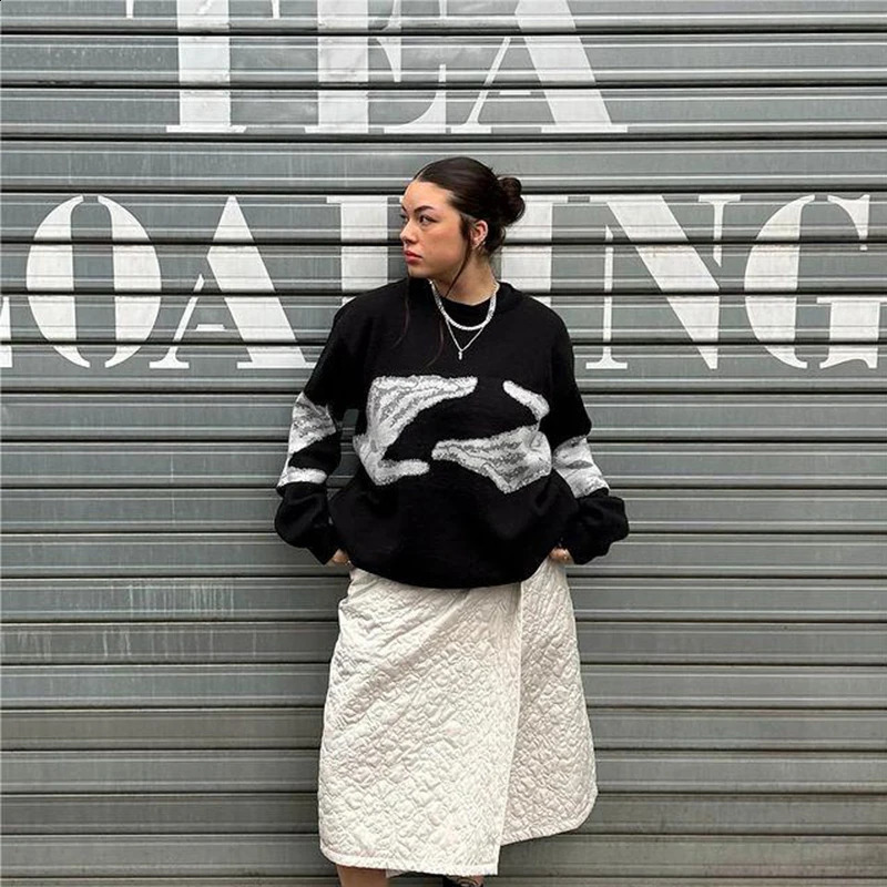 Vintage Women Men Sweater Winter High Quality Warm Coat Top Punk Grunge Streetwear Fashion Gothic Knitwear Y2K Loose Pullover 240821