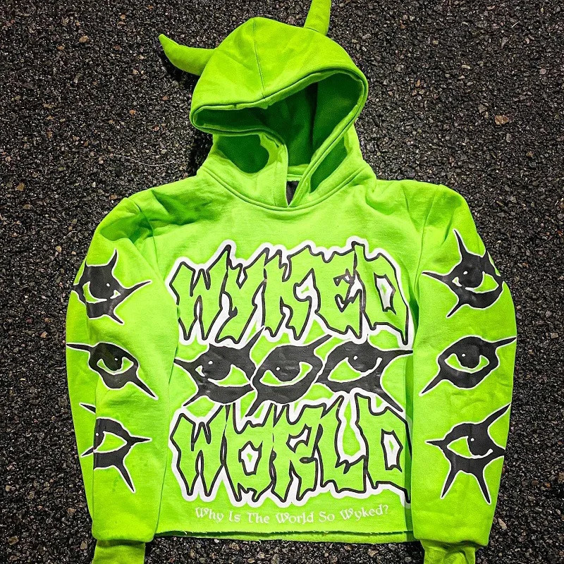 Mens Y2K Style Trendy Pattern Hoodie Harajuku Fashion Street Clothing Printed Pullover Loose Casual Sports Co Spring and 240821