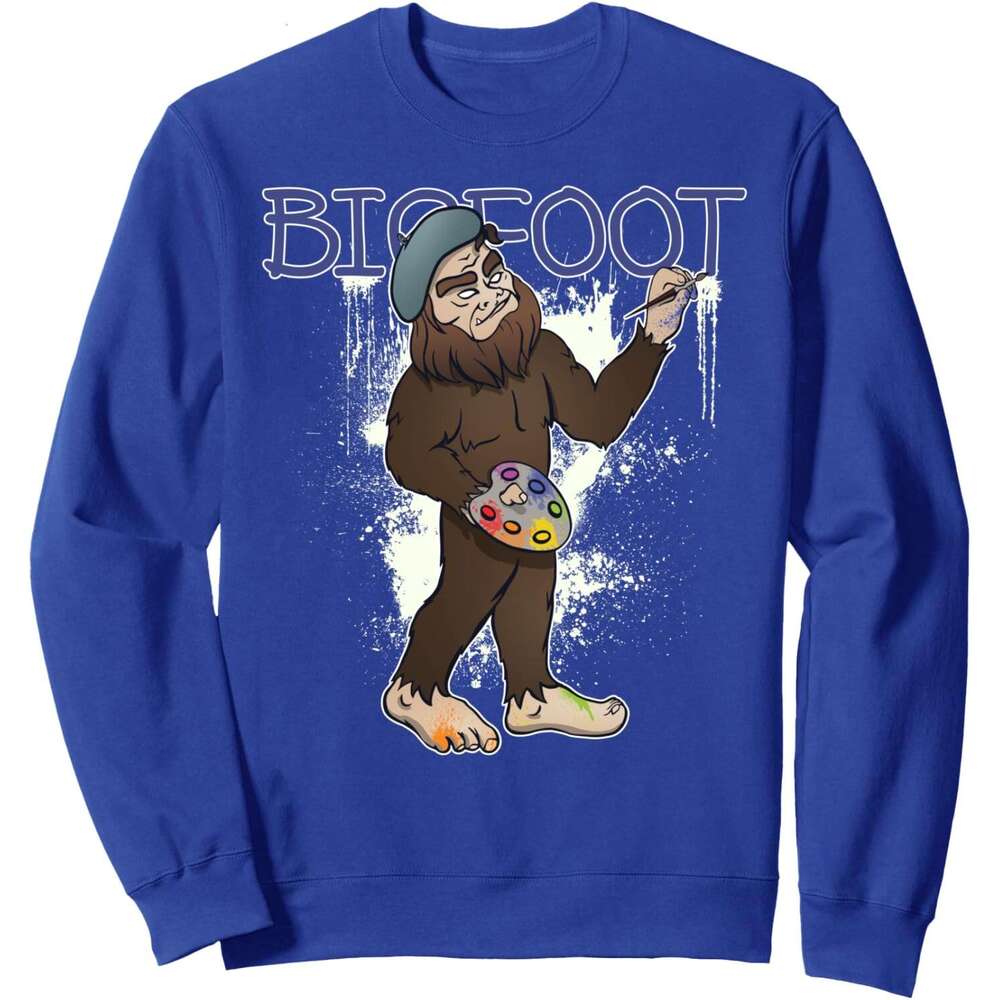 Long Sleeve Shirts for Men sweatshirt Painter Bigfoot Sasquatch Artist Painting Funny Gift Sweatshirt T shirt Tee Streetwear Casual tops clothes