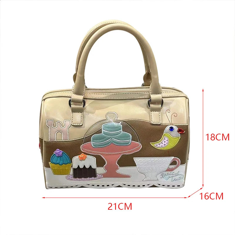 Embroidered cartoon style womens wallet and handbag y Boston bag cross body shoulder ner 240820