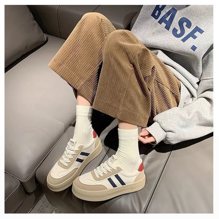 Ddmysports Korean Version Women S Thick Soled Board Autumn New Item Color Blocked Forrest Gump Lightweight Breathable Height Increasing White Shoes OU