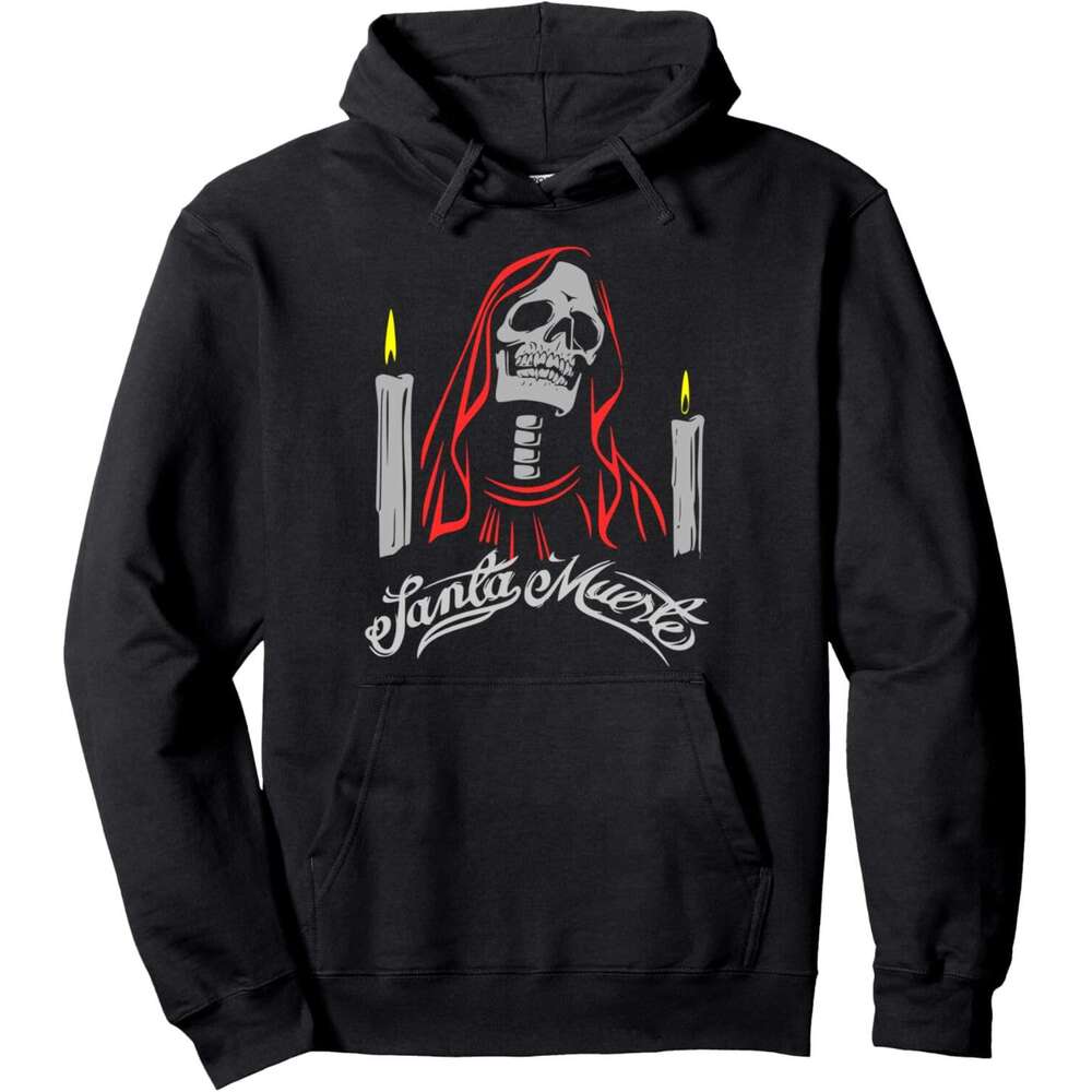 Hoodie for Mens Womens Santa Muerte Mexico Skeleton Gothic Ladies Pullover Hoodie Graphic Hoodies Sweatshirt Pullover Long Sleeve