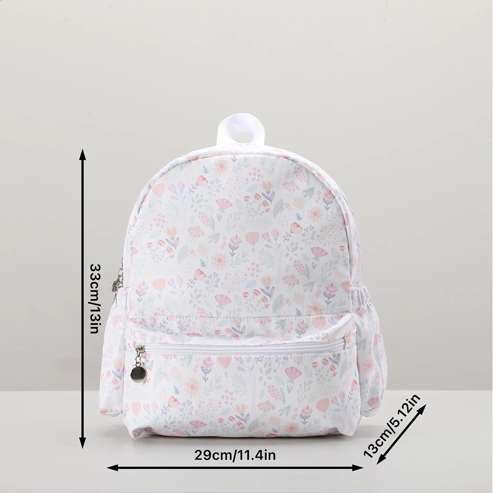 Plaid Backpack for Girls Boys Flower Waterproof Nylon Durable and Lightweight Suitable Students 240820