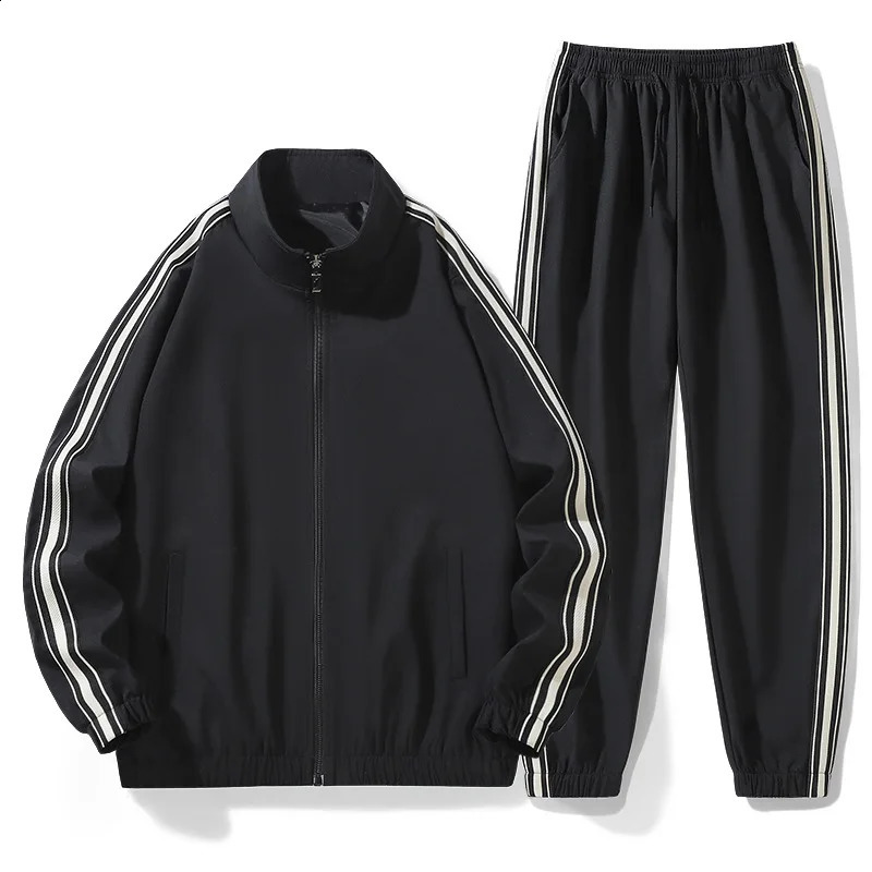 Sports Set Couple Striped Sports Pants Trendy Casual Fashion Youth Handsome Jacket Set Tracksuits Clothes 240821