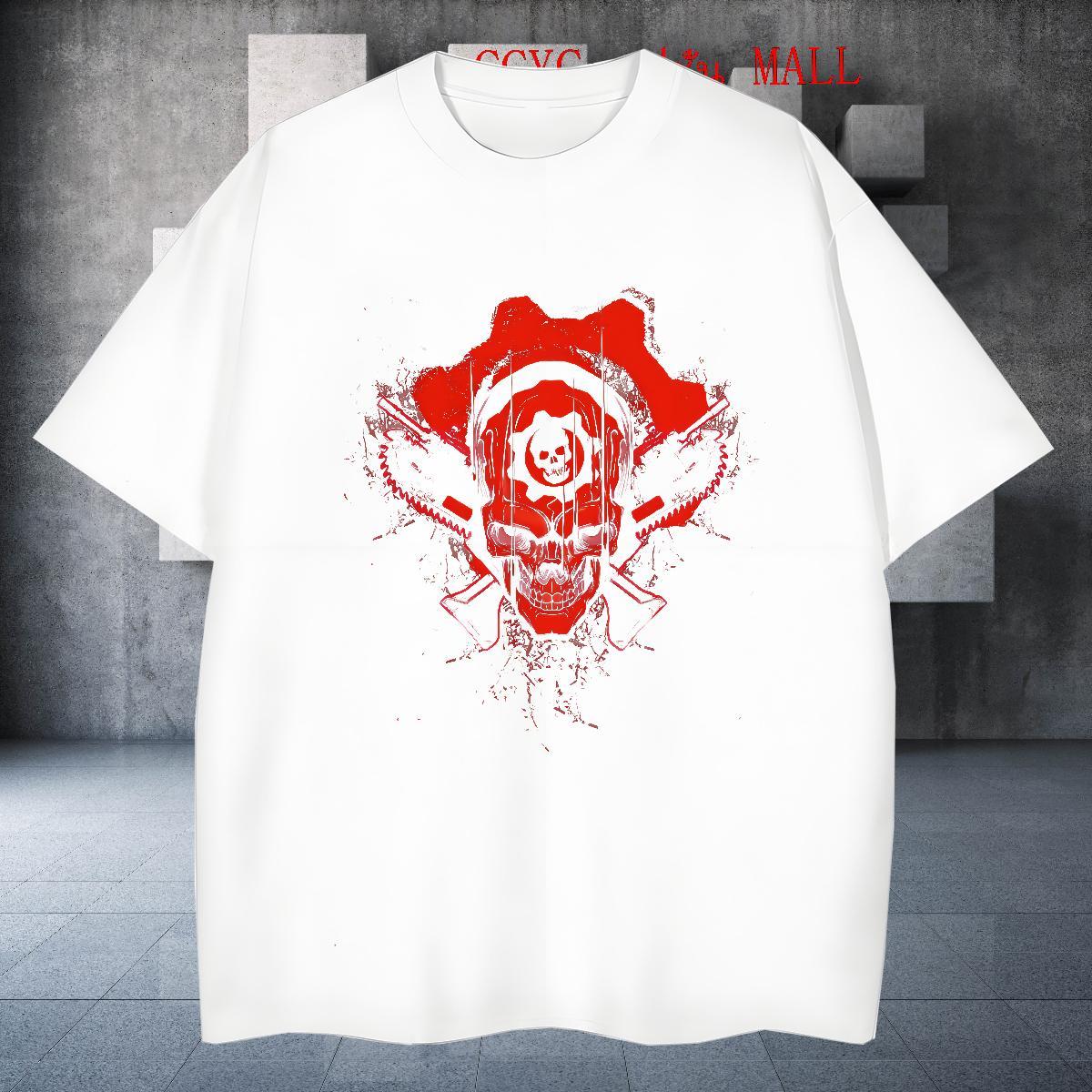 2024 Summer SKULL Tshirt for Man Woman 230g Cotton Men T Shirts Customized Hip Hop Street Breathable Short Sleeve Cool Polos