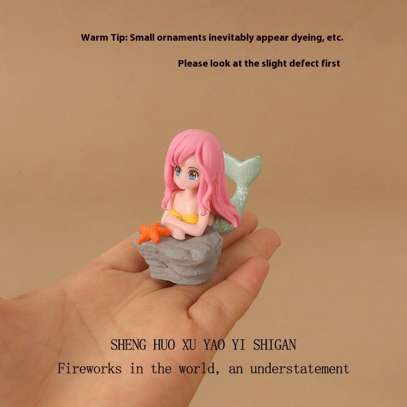 DIY cartoon creative reef shell mermaid ins micro landscape home decoration plastic crafts desktop ornaments