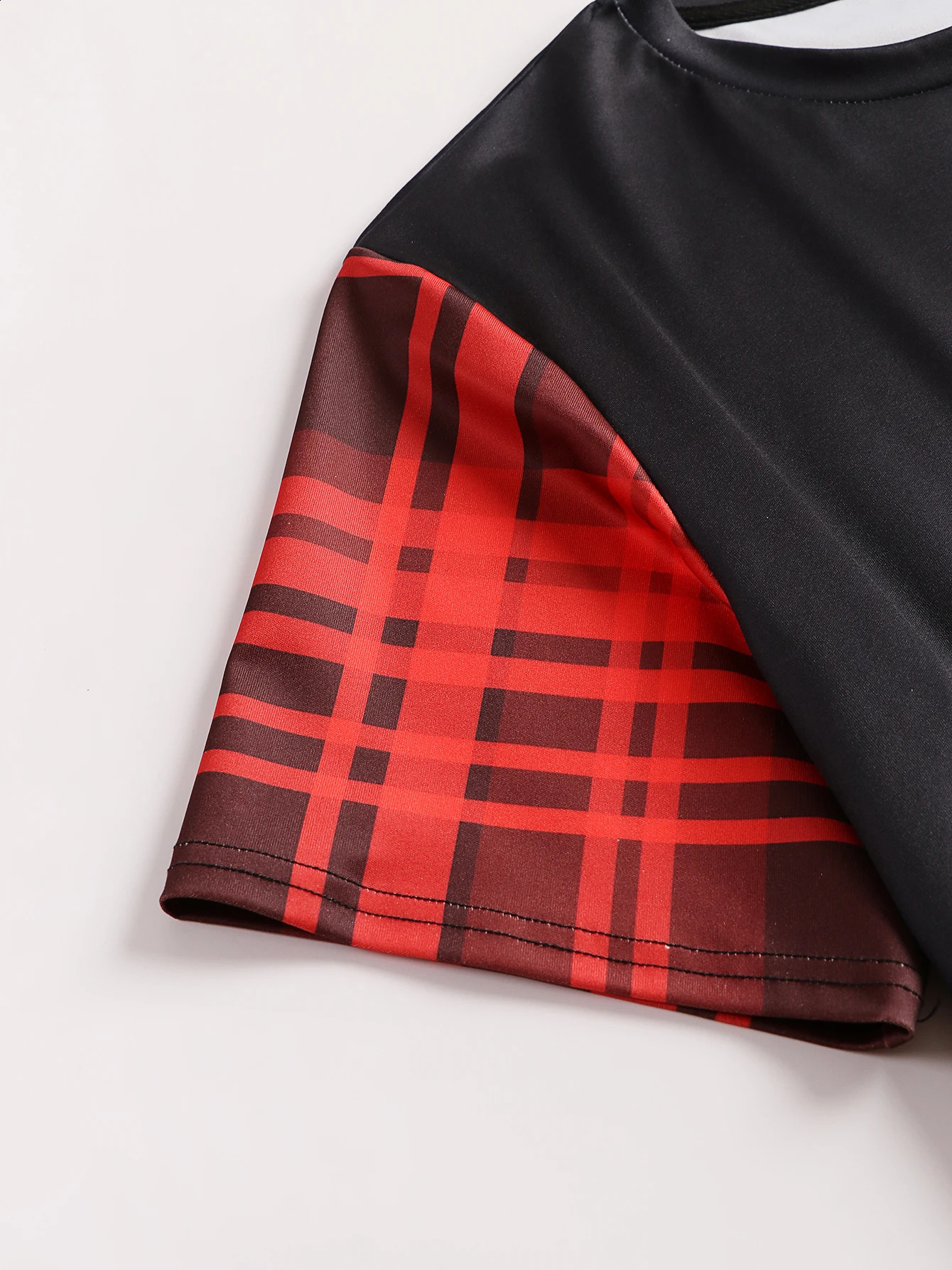 Summer Mens Plaid Striped Printed Casual Fashion Sports Short Sleeve Long Pants Suit 240821