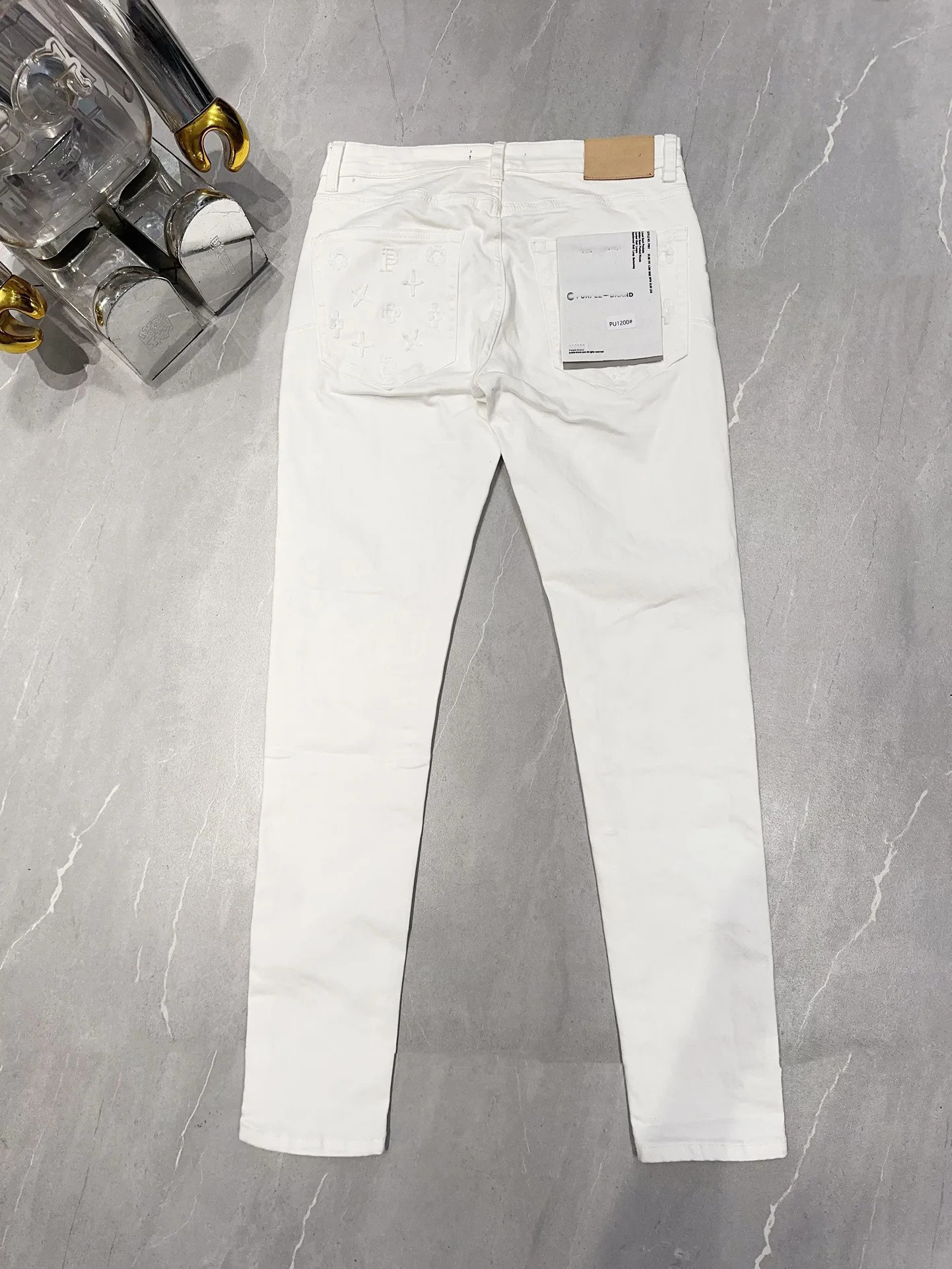 Trendy White Jeans Men Stretchy Skinny Fit Denim Pants Man Pure Solid Color Casual Trousers 240821