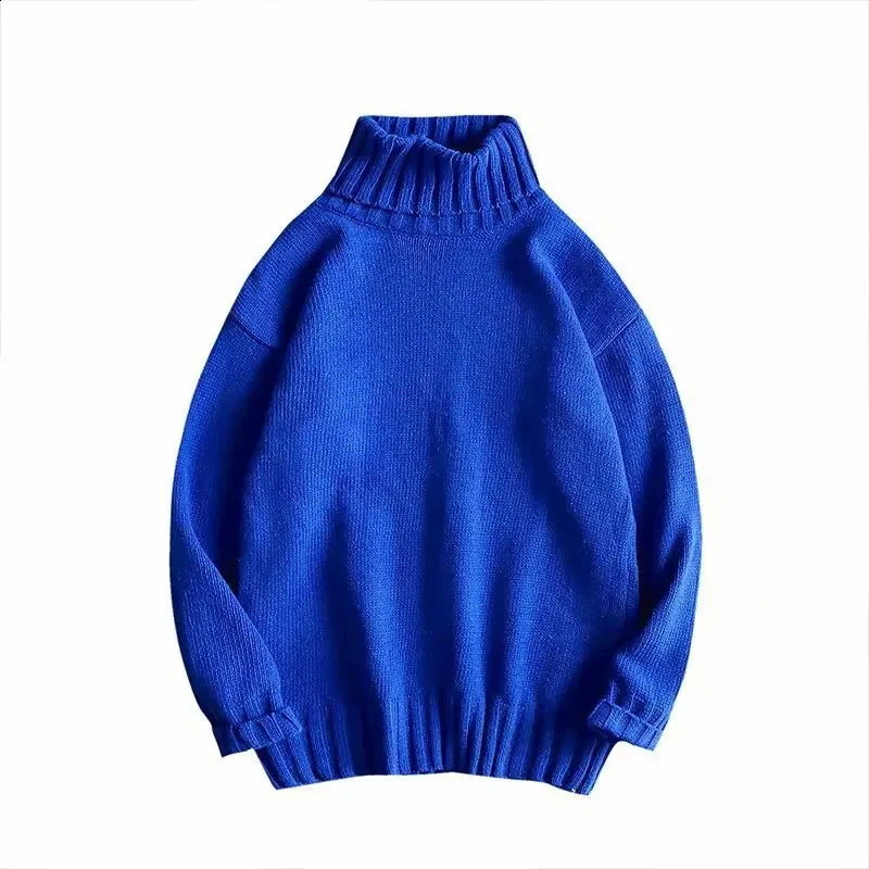 Korean Style Polo/turtle Neck Sweater Men Fit Color Hong Kong Versatile Slims Smooths Silhouette Sleeve Jacket Thickened Knit 240821