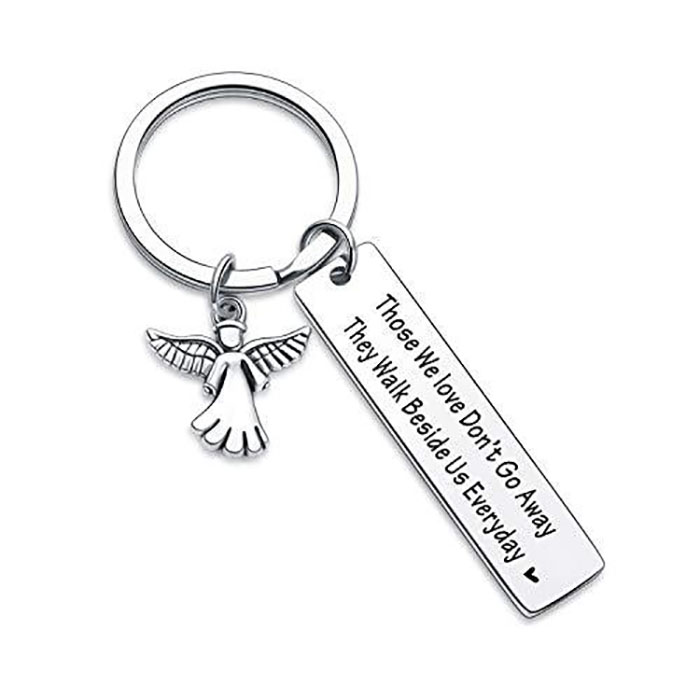 Friendship inspirational stainless steel engraved keychain sunflower peach heart gift for friends and girlfriends