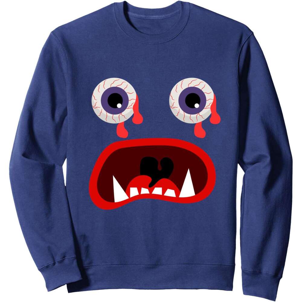 Long Sleeve Shirts for Men sweatshirt Scary Cartoon Eyes & Mouth Halloween Costume Gift Sweatshirt T shirt Tee Streetwear Casual tops clothes