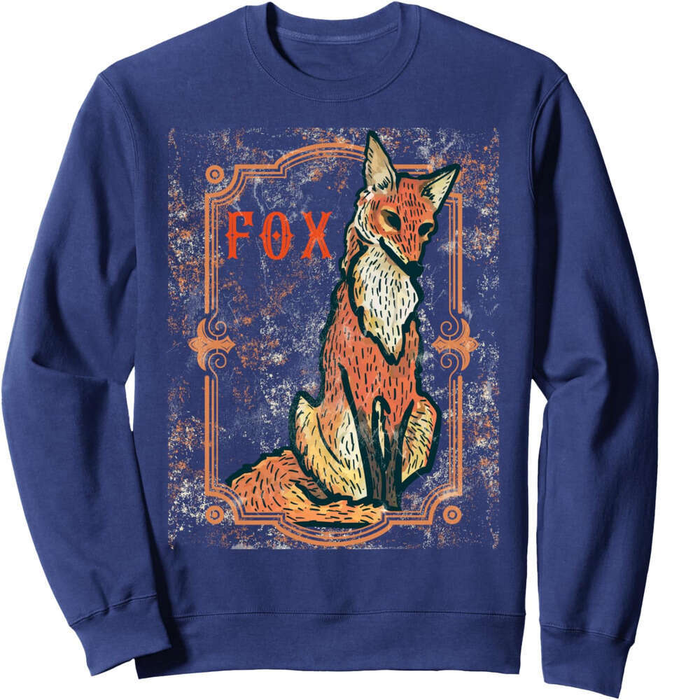 Long Sleeve Shirts for Men sweatshirt Fox Framed Art Unique Artistic Nature Painter Gift Sweatshirt T shirt Tee Streetwear Casual tops clothes