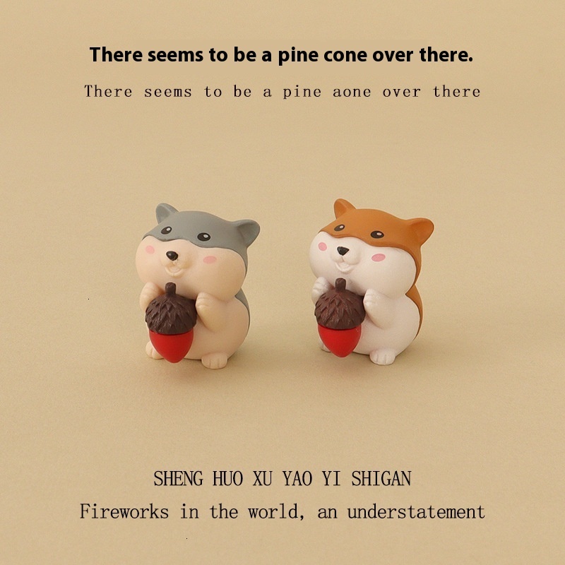 Cartoon creative mini cute hamster pine cone micro landscape gardening OB11 home decoration desktop ornament