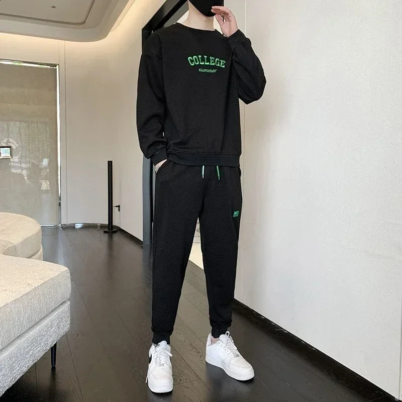 T Shirt Man Jogging Pants Sets Grey Mens Clothing Sweatshirt Tracksuit Alphabet Sports Suits Fashion Top Chic 2 Piece Outfit Xl 240821