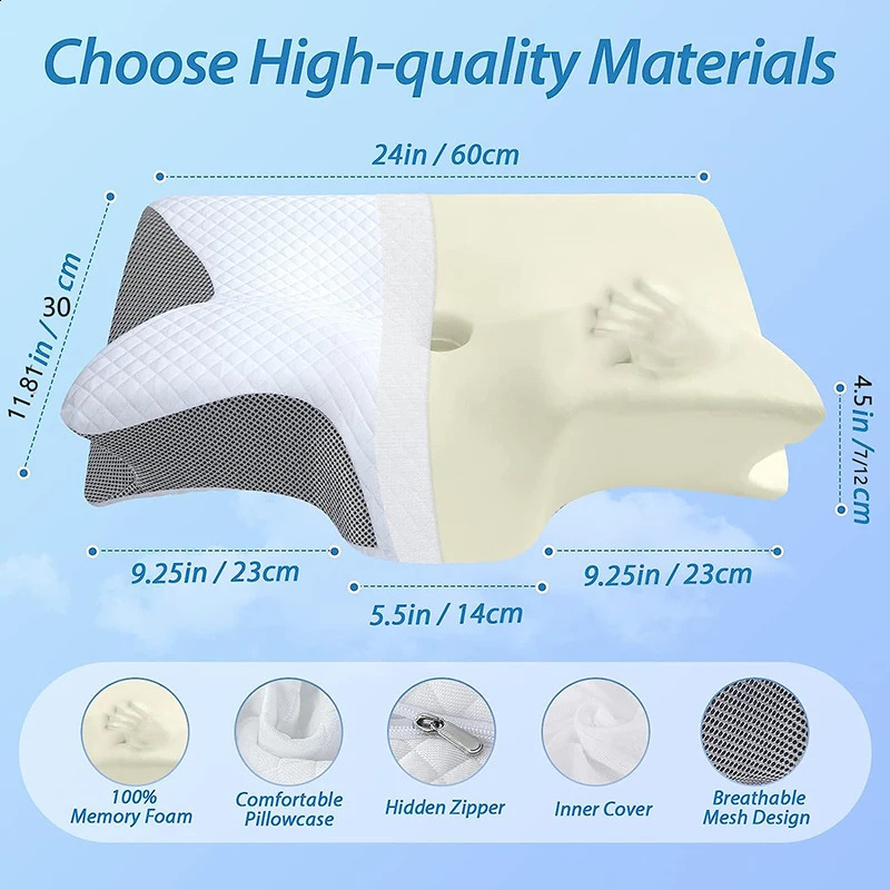 1pc Memory Foam Cervical Pillow 2 in 1 Ergonomic Contour Orthopedic for Neck Pain Contoured Support PillowsNeck 240820