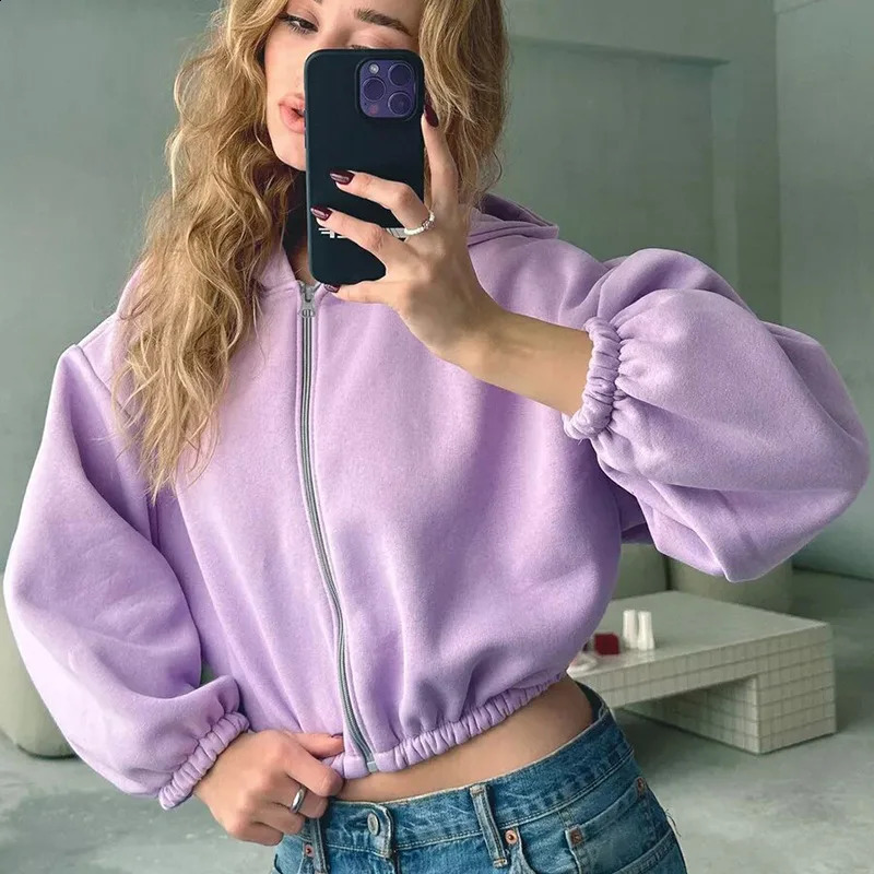 Womens Zip Up Hoodies Drop Long Sleeve Oversized Sweatshirts Fleece Y2K Jacket Pockets Fall Outfits Fashion Clothes 240821