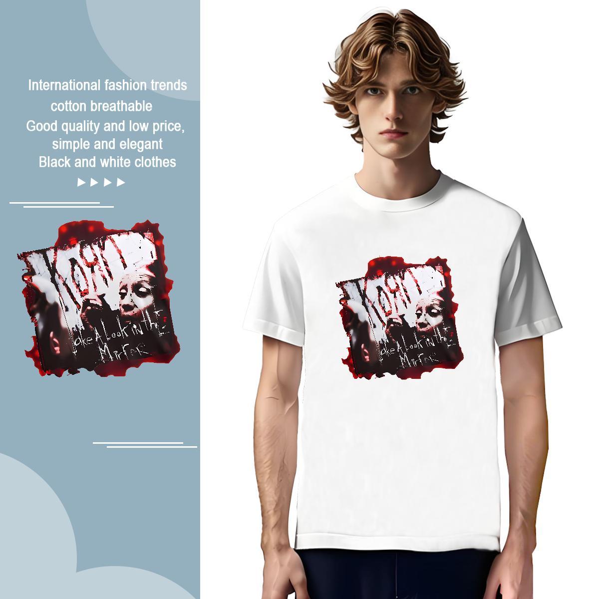 Classic Casual scary Men Tops Tees 230g Cotton Man T Shirts DIY Anime Street Breathable Short Sleeve TOP Quality Tees Shirts