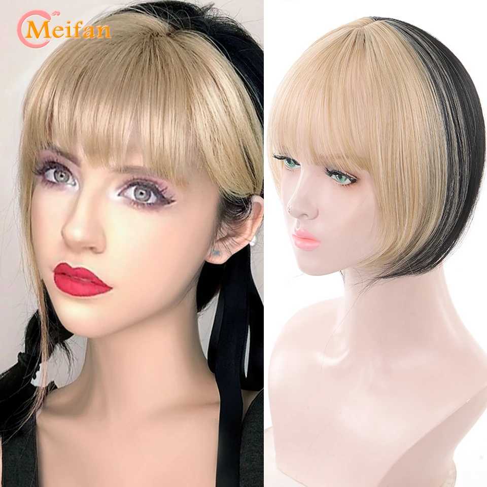 MEIFAN black matching red and pink bangs top with air bangs sandwiched at the edge of hair invisible seamless synthetic natural bangs W240817