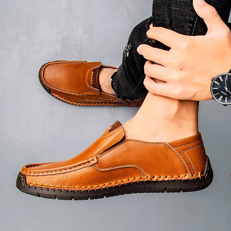 Mens casual shoes split leather mens casual shoes smooth sports shoes sizes 39-48 mens spring shoes 240821