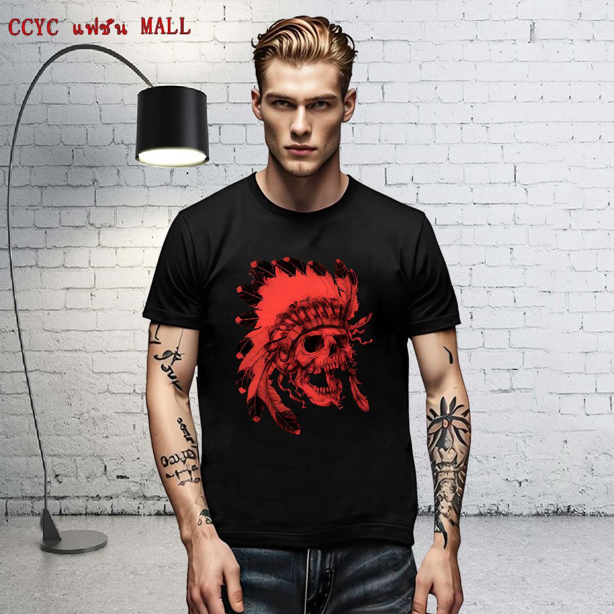Fashion Tshirts 230g Cotton Beach skull Pure Cotton T shirt Loose Fit Floral Print Tops Tees