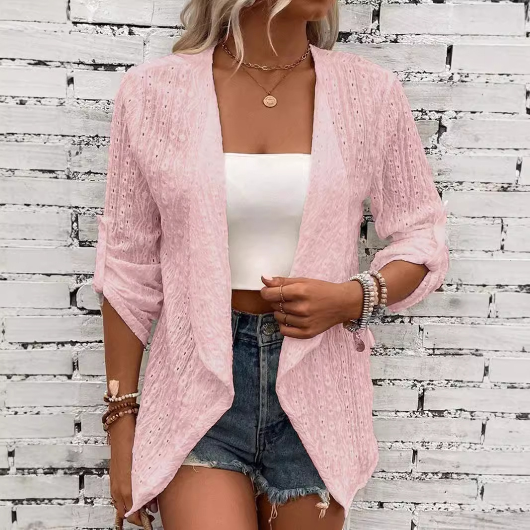 2024 Autumn/Winter TEMU New Women's Solid Color Casual Knitted Cardigan