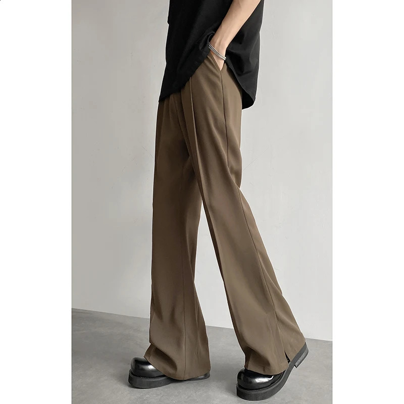 Brown Black Suit Pants Men Fashion Social Mens Dress Pants Korean Loose Straight Casual Flared Pants Mens Office Formal Trousers 240820