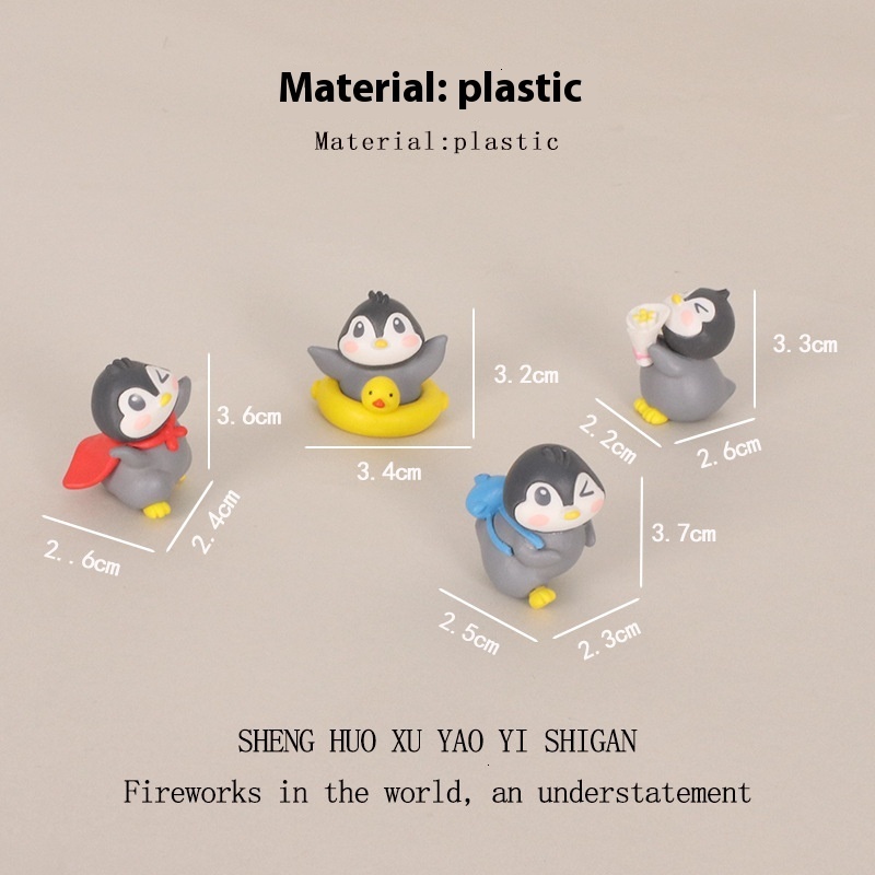 Creative cartoon mini cute funny penguin flower delivery micro landscape scene home car decoration
