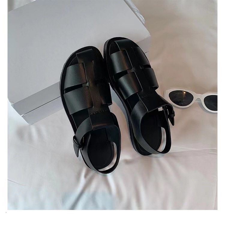 Ddmysports Grape Mom S Fashion Round Toe Eavy Industry Real Leather Sole Wide Side Breathable And Adjustable Roman Sandals For Women In Summer OUTDOOR