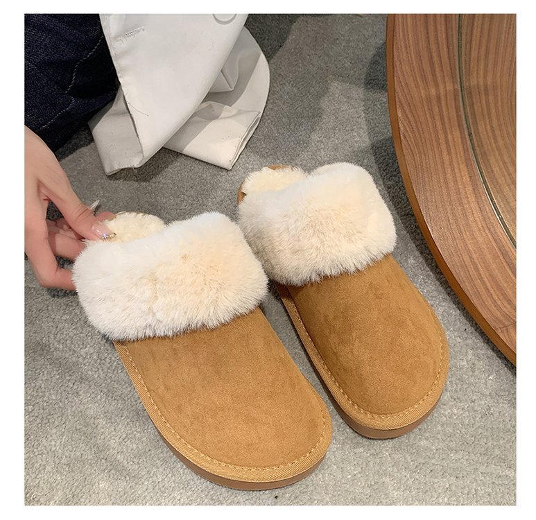 Ddmysports Thick Bottom Semi With Added Velvet Women S Winter New Style Fur Integrated Toe Snow Boots Cotton Slippers For Wearing On The Outside OUTDO