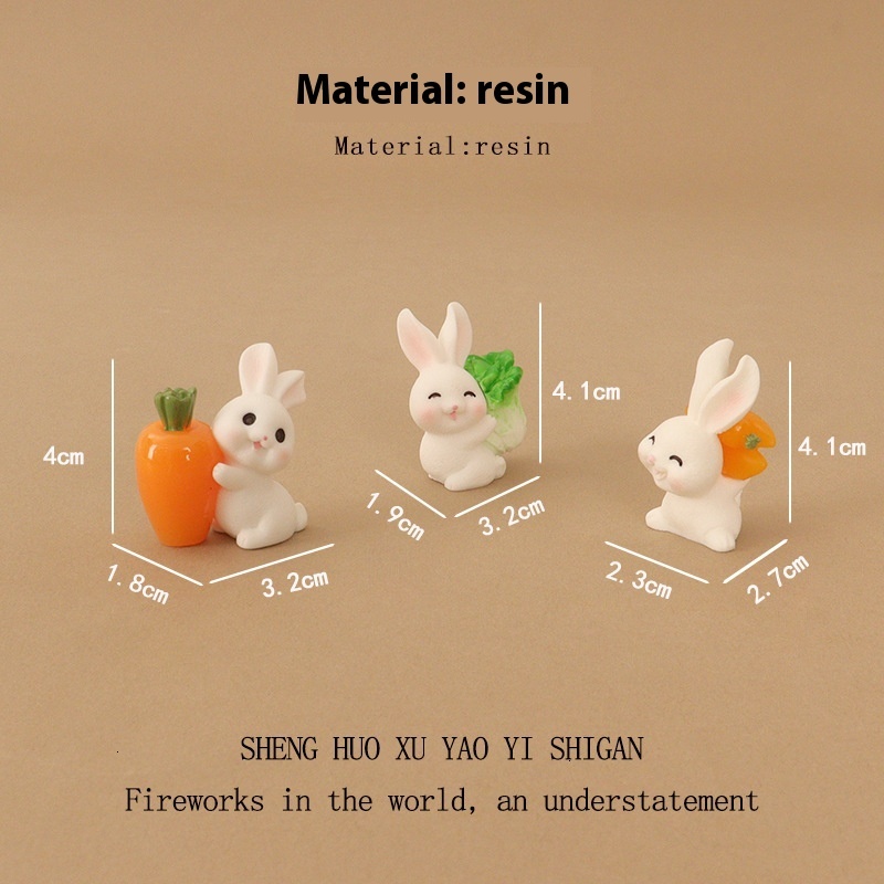 Charming Handcrafted Gardening Theme Small Figure Set Featuring Rabbits Among Vegetables Perfect Accent Piece