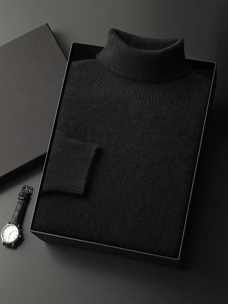 Men Turtleneck Cashmere Sweater Autumn Winter Thick Pullover 100% Cashmere Knitwear Basic Smart Casual Jumpers Soft Warm Clothes 240821