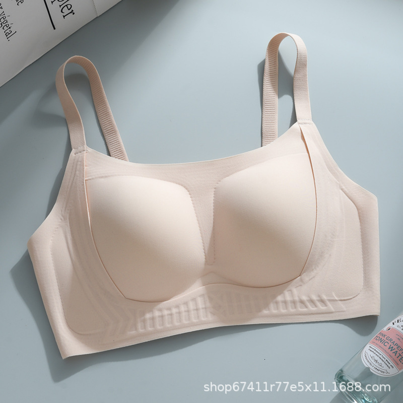 Untouched lingerie women's summer thin style small chest gathered, lifted, anti sagging, jelly soft support, no steel ring text bra dongdumaoyi