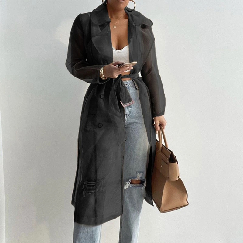 Fashion Women Mesh Jacket Puff Sleeve Sunscreen Shirt Lace Up Summer Thin Coat 240820